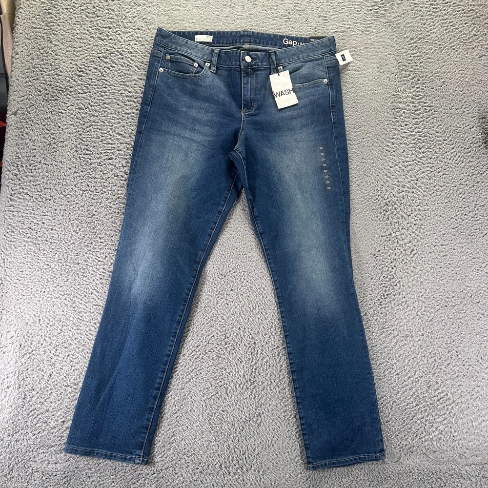 Gap 1969 Jeans Women's 32x31 Blue Cotton Denim Straight Faded Low Rise Stretch